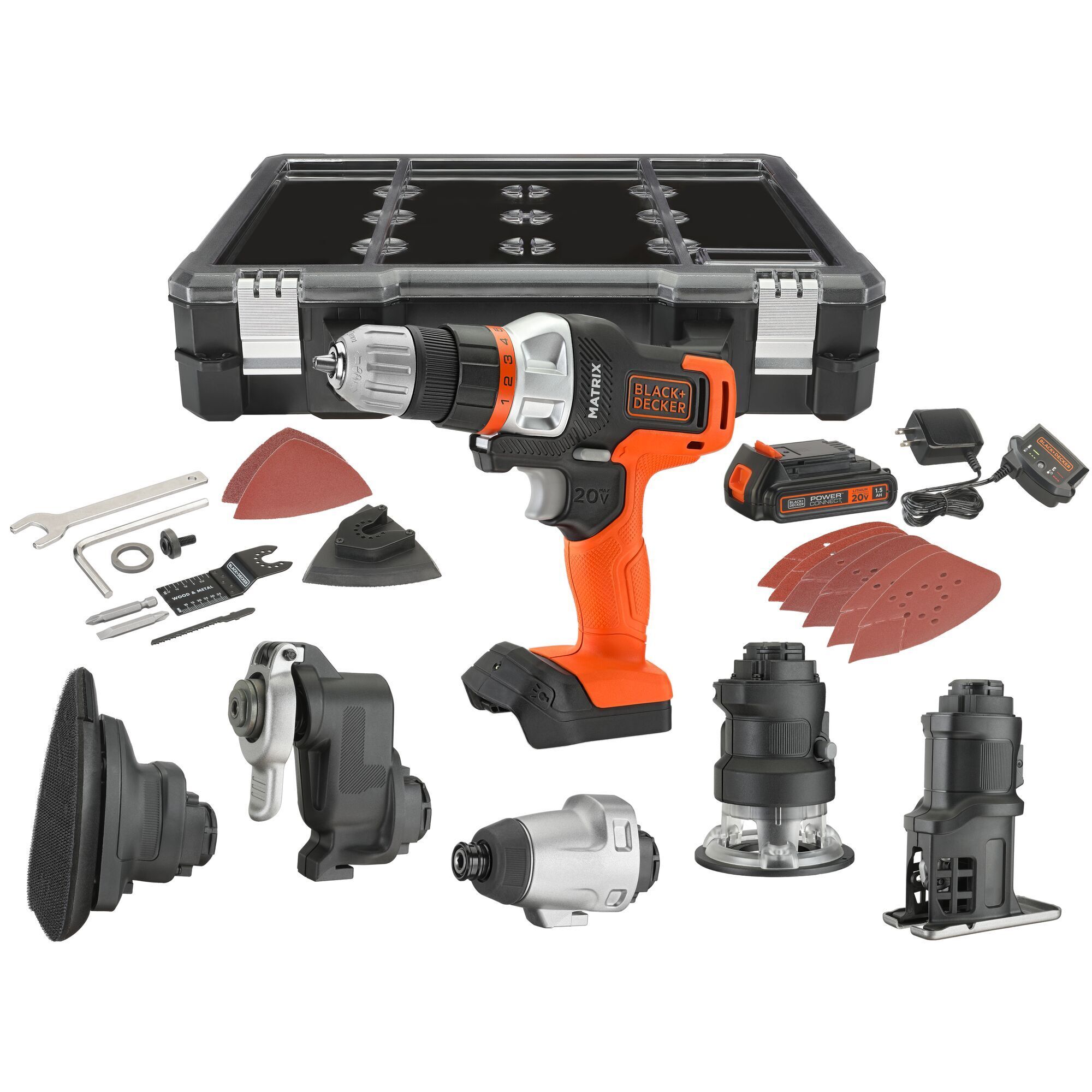 Black & Decker 20V MAX MATRIX Cordless Drill and Power Tool Combo Kit — 6-Tool Set, Model# BDCDMT1206KITC